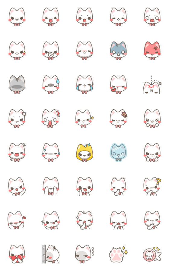 [LINE絵文字]Milky Cat Emojiの画像一覧