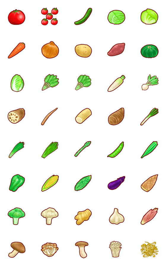 [LINE絵文字]野菜の絵文字の画像一覧