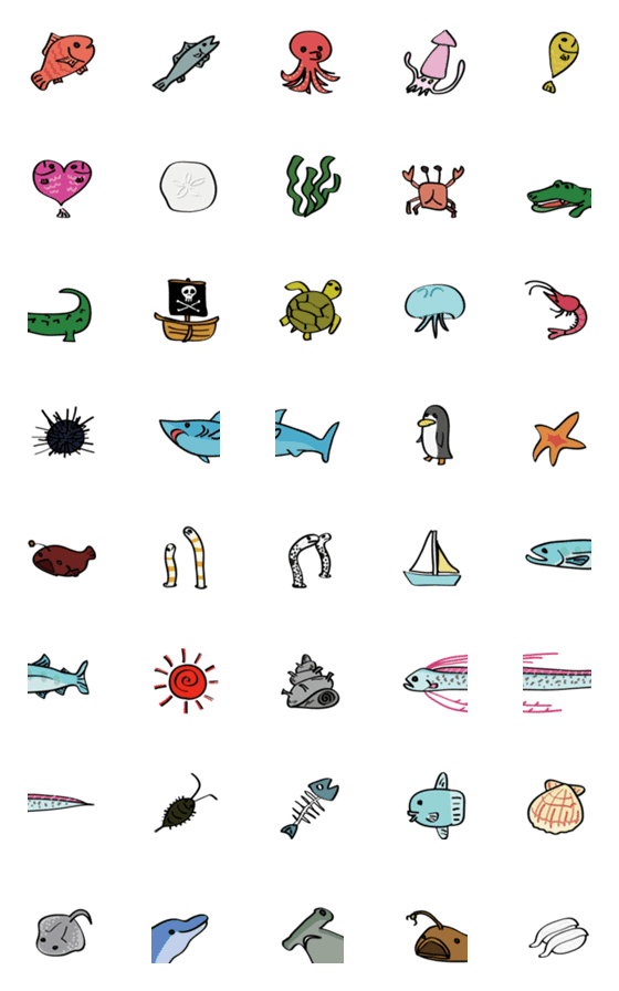 Line絵文字 海の生き物 タコ イカ エビなど 40種類 1円 Line絵文字 海の生き物 タコ イカ エビなど 40種類 1円