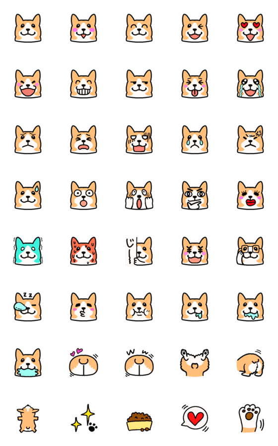 [LINE絵文字]コーギーの絵文字の画像一覧