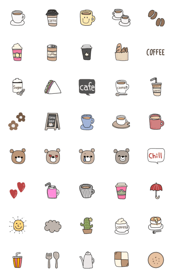 [LINE絵文字]コーヒーとカフェの絵文字の画像一覧