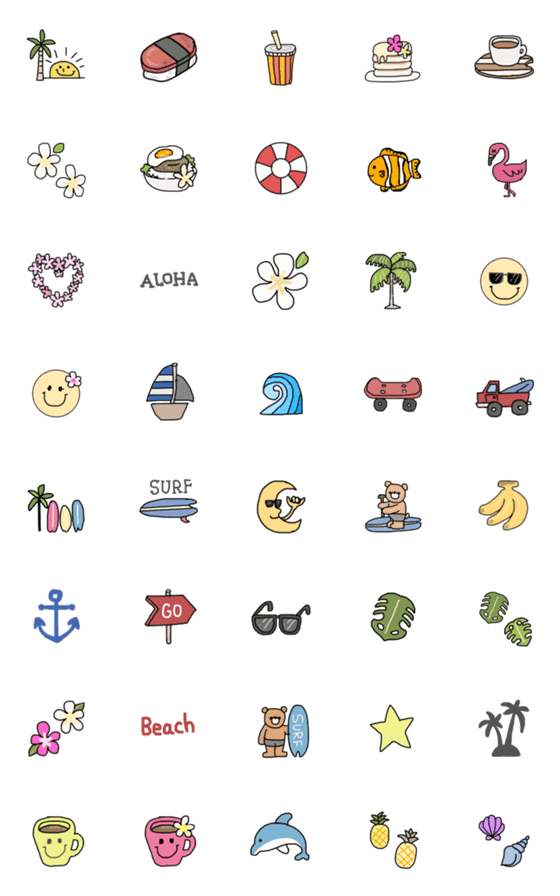 [LINE絵文字]アロハとサーフ絵文字 2の画像一覧