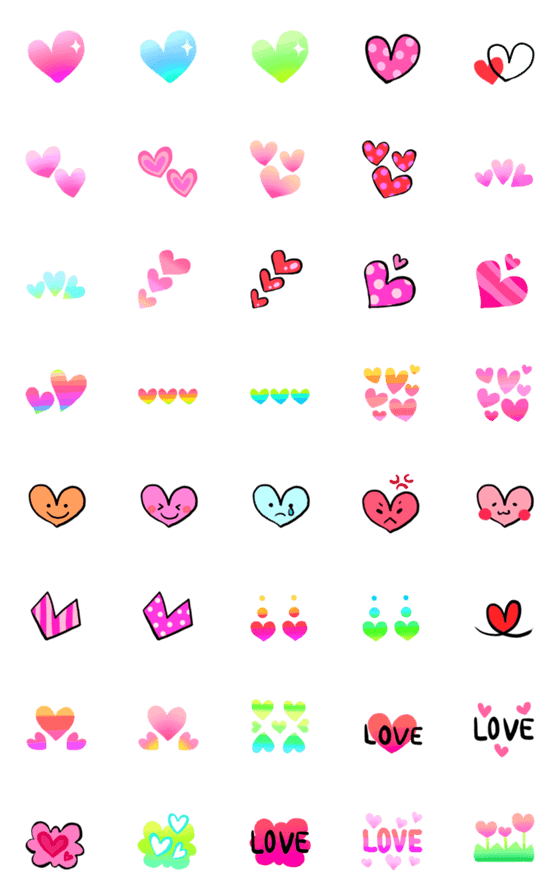 [LINE絵文字]ポップでキュートなハートコレクションの画像一覧