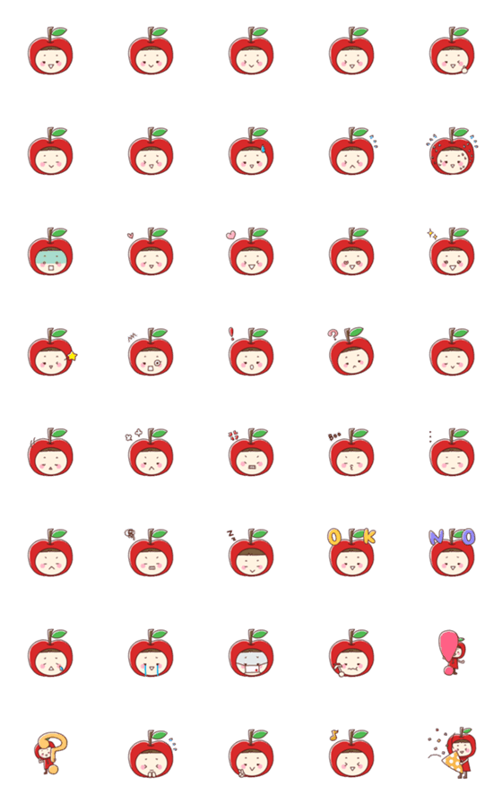 [LINE絵文字]りんごちゃん絵文字の画像一覧