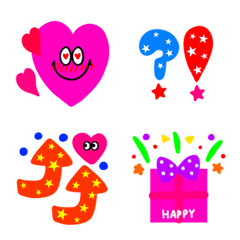 [LINE絵文字] ポップ＆カラフル☆★Happy**の画像