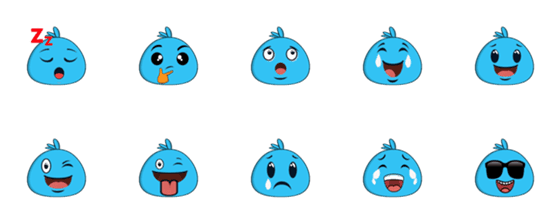 [LINE絵文字]Simply Blue Bird Emojiの画像一覧