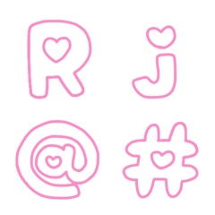 かわいいピンクのハート手書き絵文字の絵文字メイン画像