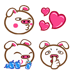 [LINE絵文字] Piggy Rabbit emojiの画像