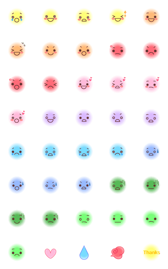 [LINE絵文字]毎日使えるカラフルな表情の画像一覧