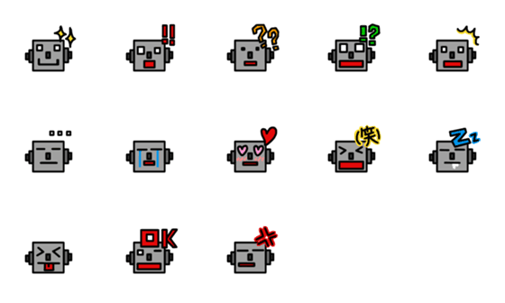 [LINE絵文字]かわいいロボット絵文字の画像一覧