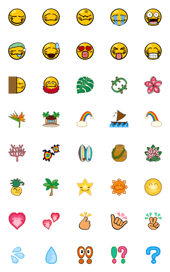 [LINE絵文字]にこ丸とハワイ〜な絵文字の画像一覧