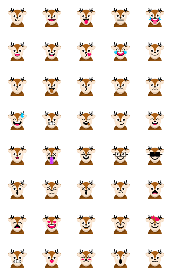 [LINE絵文字]Cute Little Deer Emojiの画像一覧