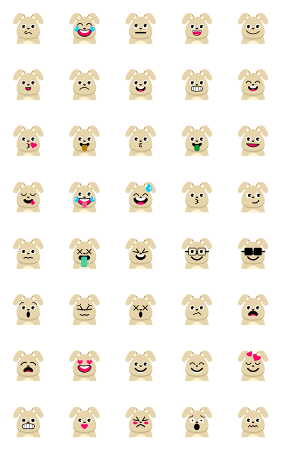 [LINE絵文字]Cute Little Dog Emojiの画像一覧