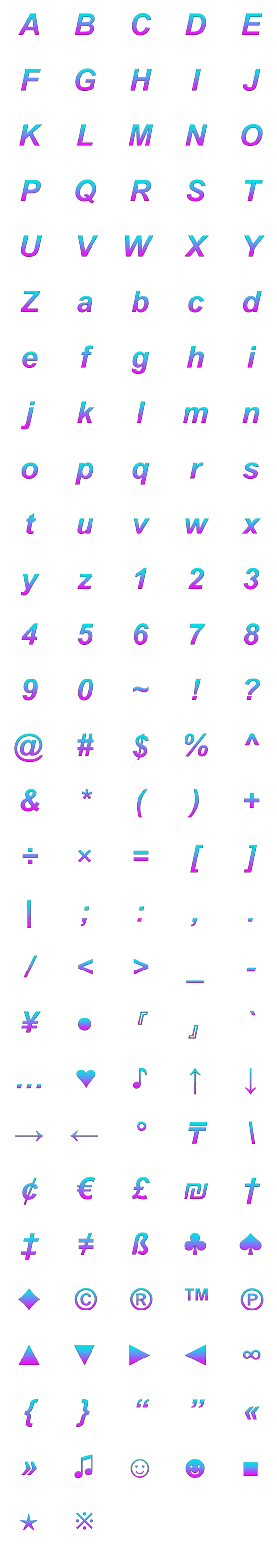 [LINE絵文字]Vaporwave Aesthetic: Alphabets ＆ Othersの画像一覧