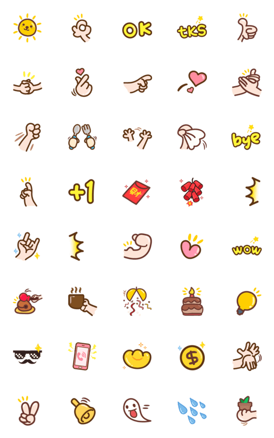 [LINE絵文字]Simple Hand Sign Emoji ！！の画像一覧