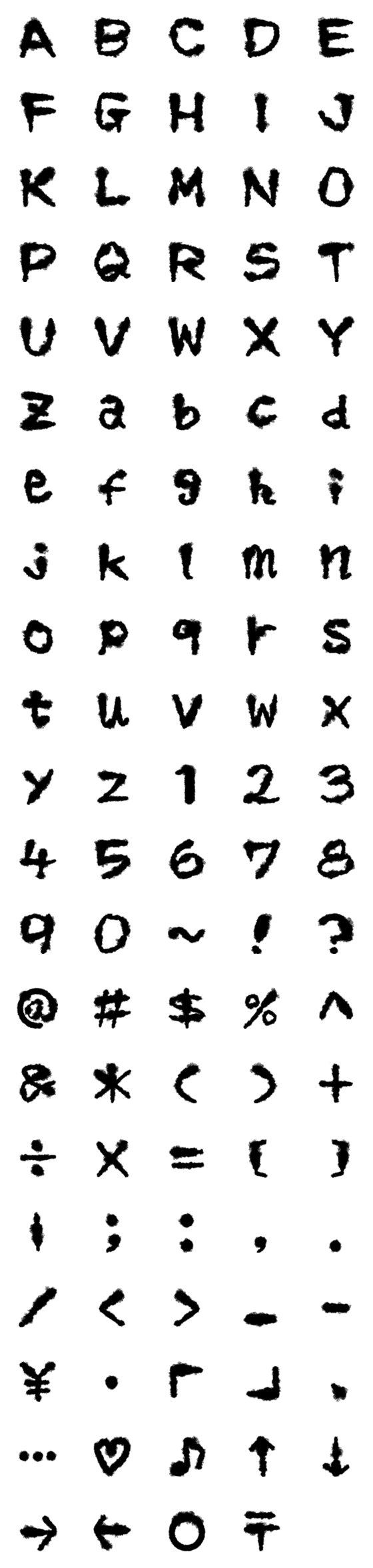 Line絵文字 手がき筆文字 アルファベット 数字 記号 104種類 1円