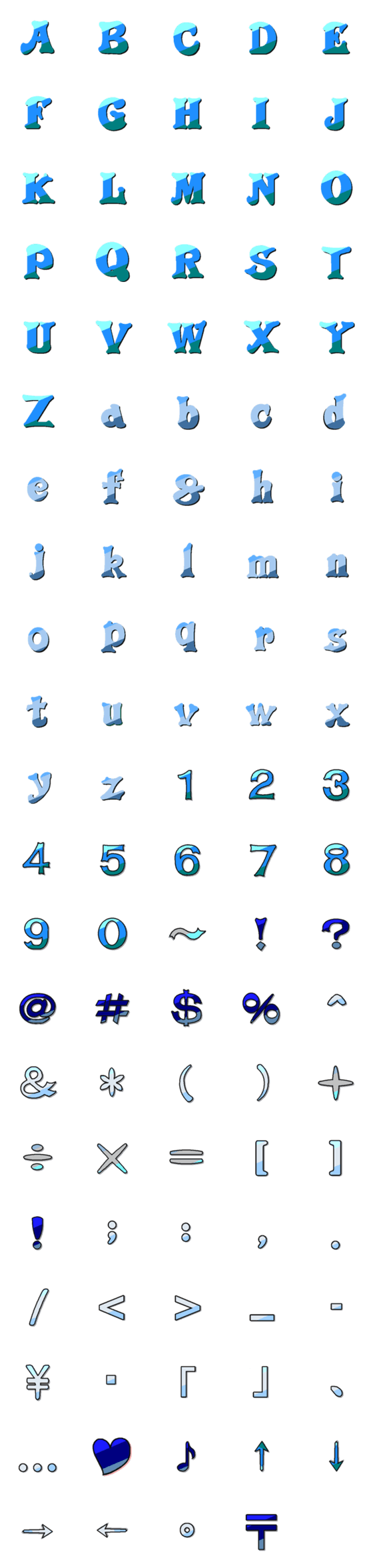 [LINE絵文字]Deco-Moji(Alphameric):Cold color Vol.1の画像一覧