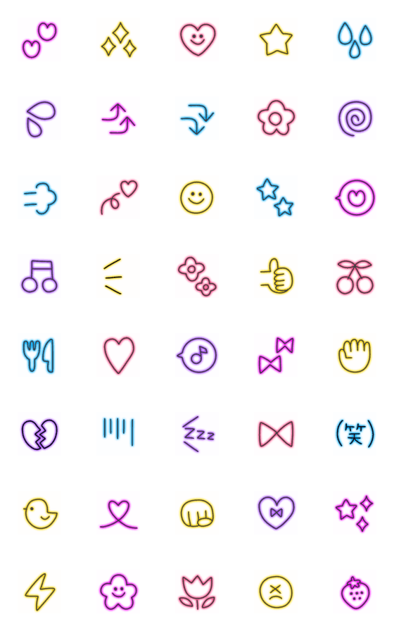 [LINE絵文字]懐かしくて可愛い♡ネオンカラー絵文字の画像一覧