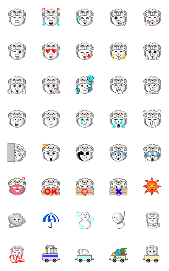 [LINE絵文字]カブリモノ猫絵文字 －羊のカブリモノ－の画像一覧