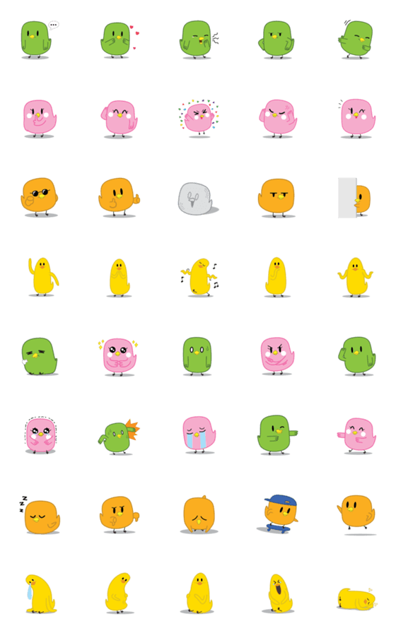 [LINE絵文字]Colorful Chicken Emojiの画像一覧
