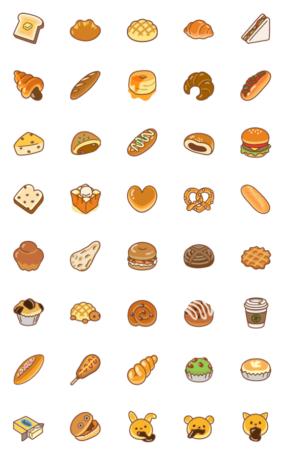 [LINE絵文字]あいさつパン絵文字の画像一覧