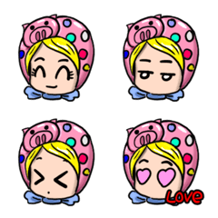 [LINE絵文字] Pig girl's daily expression stickersの画像