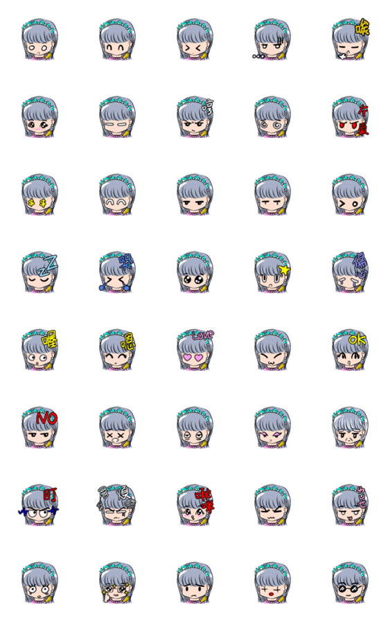 [LINE絵文字]Girly girl face stickersの画像一覧