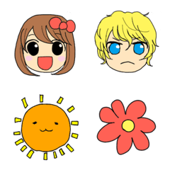 女の子男の子～時々ゆるっと絵文字～の絵文字メイン画像