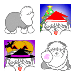 [LINE絵文字] 世界初！？ Old English sheepdogの絵文字の画像