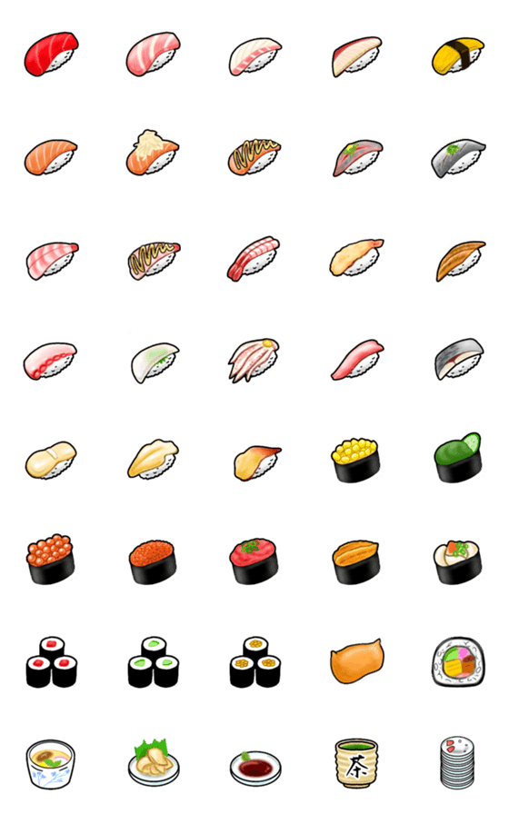 [LINE絵文字]寿司の絵文字の画像一覧