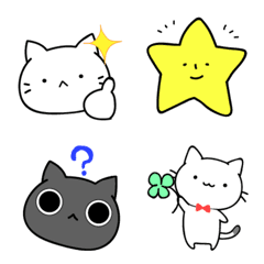 [LINE絵文字] 猫のシロさん、時々クロさんシンプル絵文字の画像