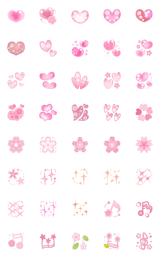[LINE絵文字]ハート・キラキラ・音符の絵文字4(桜)の画像一覧