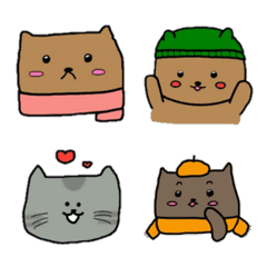 [LINE絵文字] つぶらいぬとねこの絵文字の画像