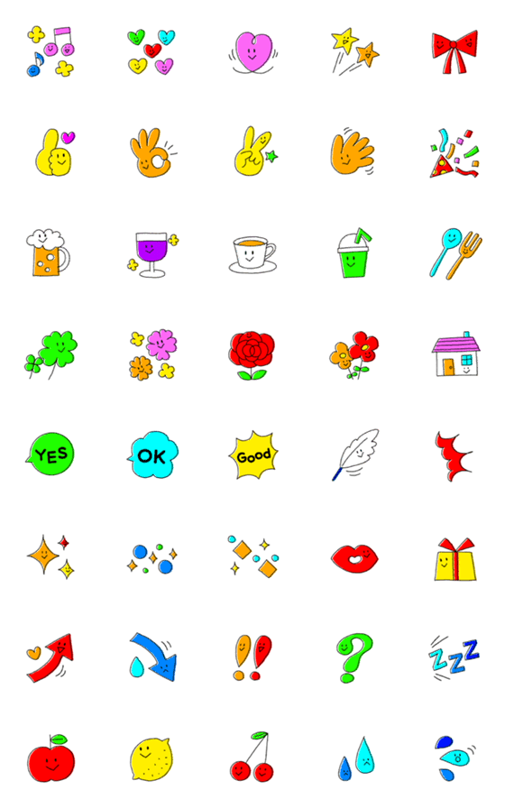 Line絵文字 ポップ 手書き絵文字 40種類 1円