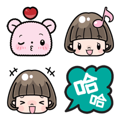 [LINE絵文字] 可愛いボブ女子絵文字 (表情＆中国語/台湾)の画像