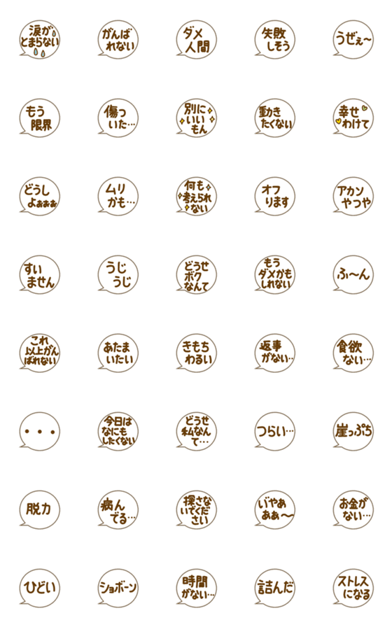 [LINE絵文字]ずっと使える☆ネガティブなふきだし2の画像一覧