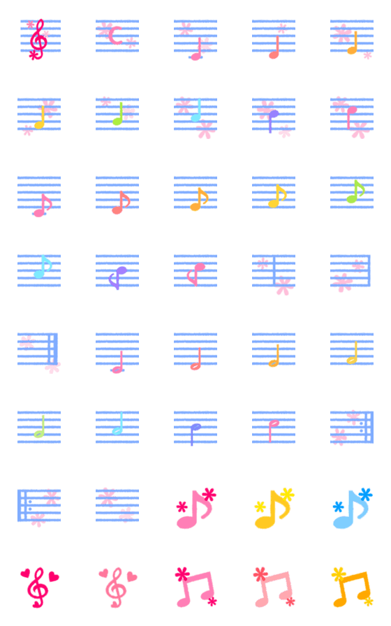 [LINE絵文字]かわいい音符と楽譜セット♪の画像一覧