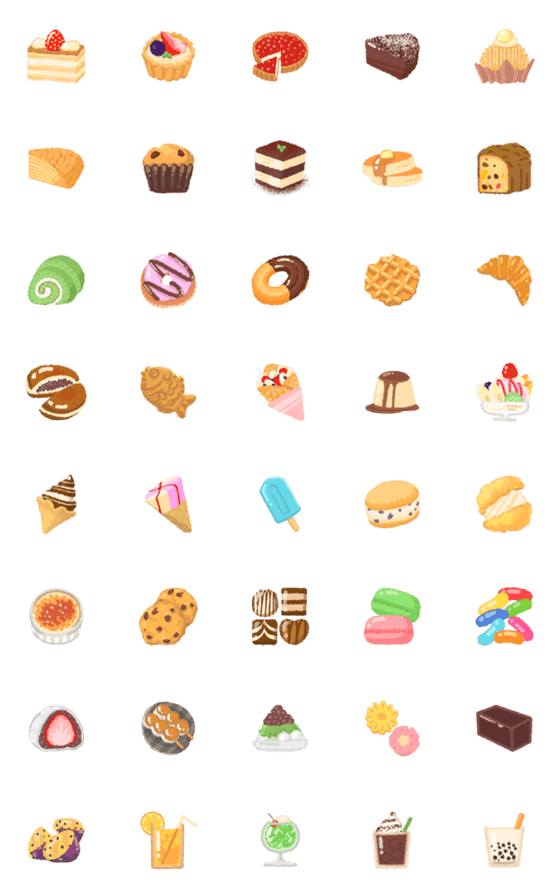 [LINE絵文字][ スイーツ1 ]みんなの絵文字 基本セットの画像一覧