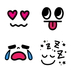 [LINE絵文字] ♡シンプル顔絵文字2♡color ver♡の画像