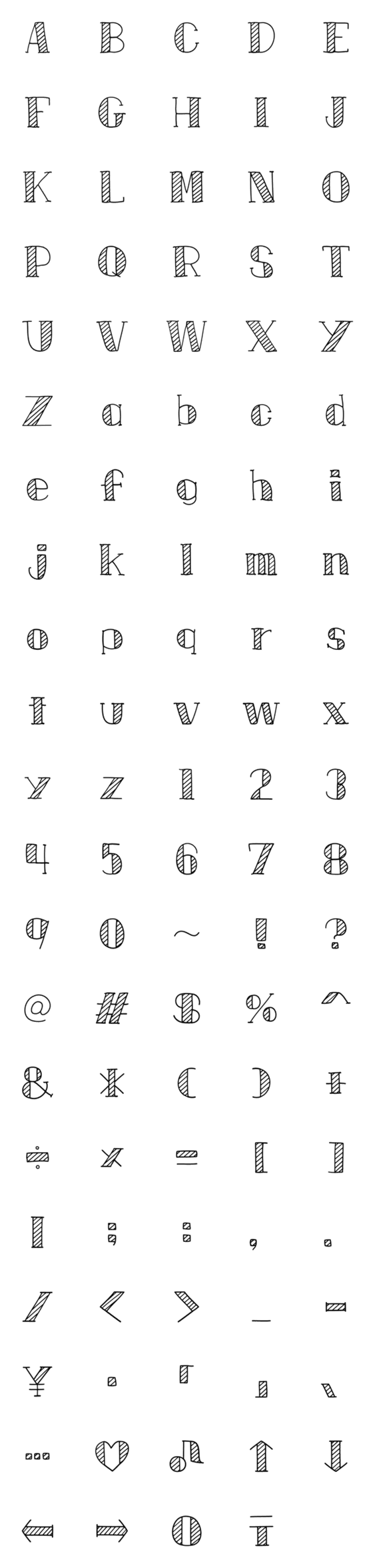 Line絵文字 ナチュデザ アルファベット 英語 数字 104種類 1円