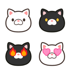 [LINE絵文字] 白猫と黒猫の絵文字の画像