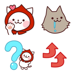 [LINE絵文字] 猫赤ずきんとオオカミ 絵文字の画像