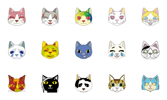 [LINE絵文字]個性的猫の絵文字の画像一覧