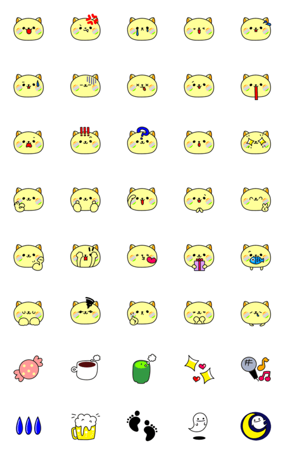 [LINE絵文字]カラフルほっぺのねこの画像一覧