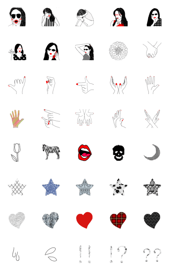 [LINE絵文字]シンプルでかっこいいモノクロ絵文字2の画像一覧