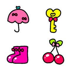 [LINE絵文字] ピンクやリボンがメインの絵文字★の画像