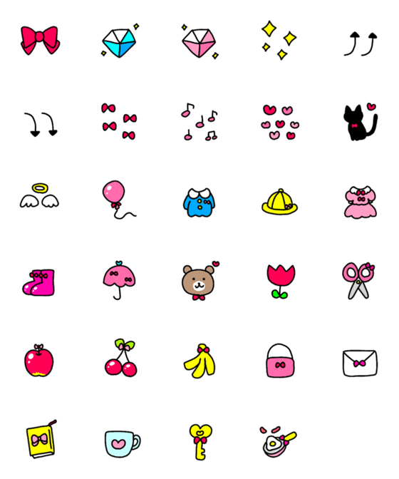 [LINE絵文字]ピンクやリボンがメインの絵文字★の画像一覧