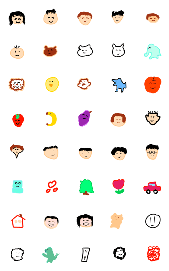 [LINE絵文字]❤️家族で使える❤️子供が描いた絵文字❤️の画像一覧