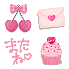 [LINE絵文字] 大人可愛いsweetピンク絵文字❤️の画像