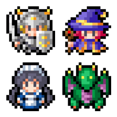 [LINE絵文字] ゲーム系ドット絵文字、ちびキャラ編の画像